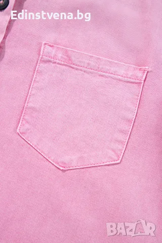 Дамска розова дънкова рокля тип риза, снимка 9 - Рокли - 49966440