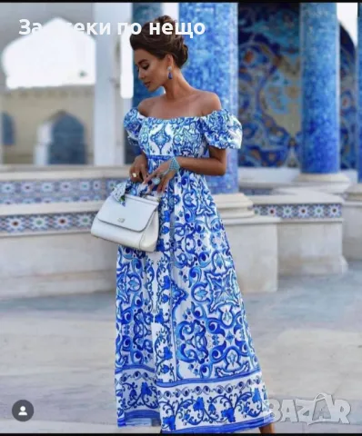 Дамска Дълга Ефирна Рокля С Паднали Ръкави - 2 Налични Цвята Код A597, снимка 5 - Рокли - 50371681