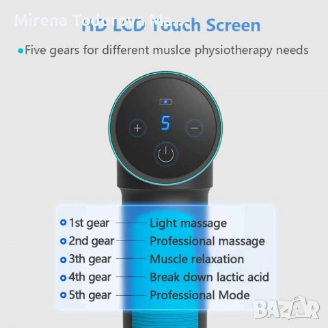 Пистолет за мускулен масаж 5 скорости, LCD сензорен екран, снимка 2 - Отоплителни печки - 38327264