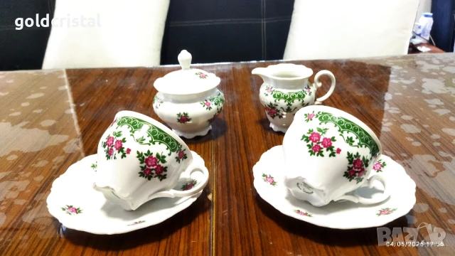 стар немски порцелан чаши за чай кафе захарница латиера 
