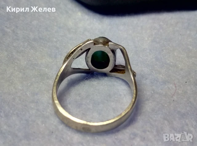 СТАР Винтидж АРТ СКЪПОЦЕНЕН СРЕБЪРЕН ПРЪСТЕН СРЕБРО 900 с РЯДЪК ЦВЯТ ПОЛИРАН КАМЪК КОТЕШКО ОКО 47538, снимка 7 - Антикварни и старинни предмети - 50489487