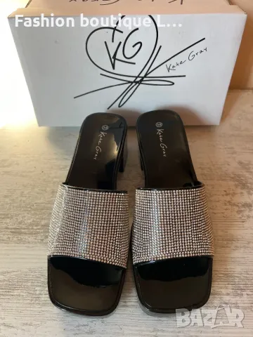 Kate Gray Нови сандали целите в диаманти в черен цвят с дебел ток 38 номер 🖤, снимка 4 - Сандали - 47866959