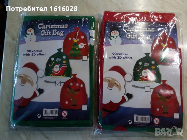 Нови големи Коледни чувалчета за подаръци.р. 60см./ 90 см., снимка 10 - Други - 38300481