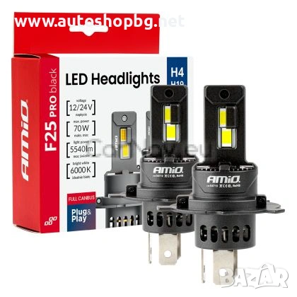 LED Крушки AMIO H4 F25 PROblack без вентилатор
