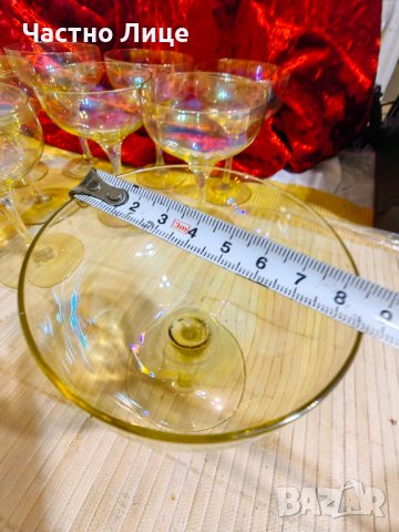 Комплект Разкошни Старинни Стъклени Чаши Калиево Стъкло, снимка 4 - Колекции - 42380072