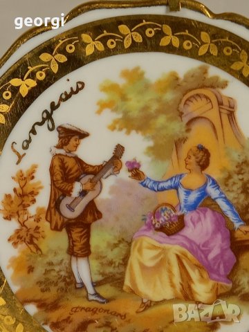 декоративна порцеланова чиния Limoges Ромео и Жулиета с позлата , снимка 2 - Декорация за дома - 42899854