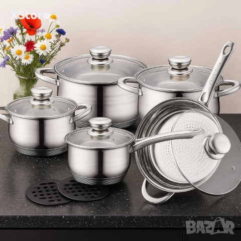 Royalty Line RL-1232 – Комплект от 12 части, с капаци и многослойно дъно, снимка 7 - Прибори за хранене, готвене и сервиране - 51938890