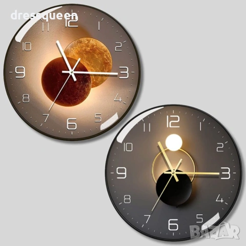 4446 Премиум стенен часовник с безшумен механизъм и фази на луната, снимка 3 - Стенни часовници - 54068904