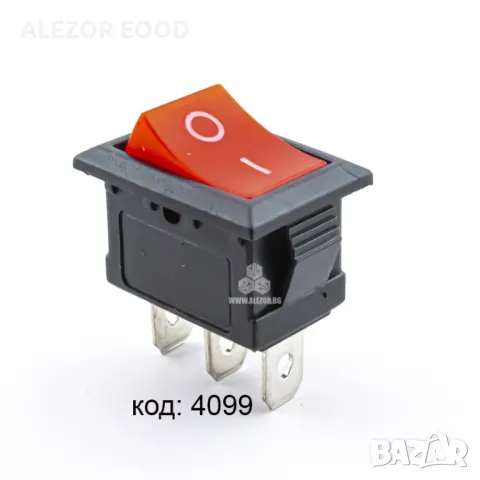 Бутон превключвател Rocker, Правоъгълен, Монтаж 19х13 mm, 6А/250VAC