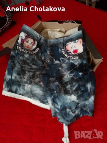 Дънкова пола ръчно рисувана, снимка 1