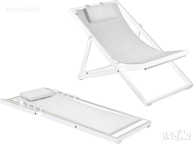 Сгъваем алуминиев шезлонг Duramax Newport,  накланяща се седалка с удобна облегалка за глава, сгъвае