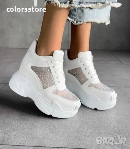 Кецове на платформа - бели - PA80, снимка 3 - Кецове - 49411006