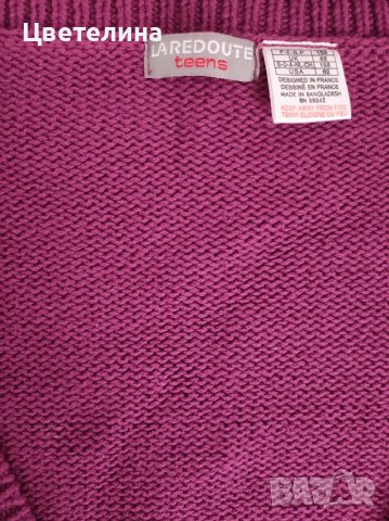 Пуловер за момичета в лилаво с V-образно деколте на LA REDOUTE teens ръст 156/158 см. цена 43 лв. , снимка 4 - Детски пуловери и жилетки - 42652978