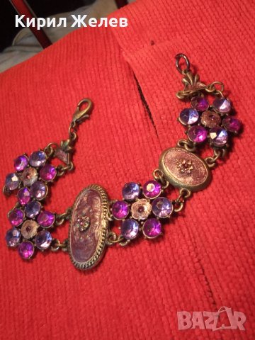 ПОСРЕБРЕНА ВИНТИДЖ ГРИВНА с АМЕТИСТ КАМЪНИ 40951