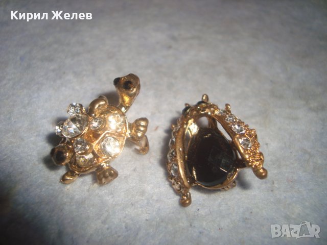 ДВЕ ФИГУРАЛНИ ПОЗЛАТЕНИ АРТ БРОШКИ с БЛЕСТЯЩИ ФАСЕТ - КРИСТАЛИ 29050, снимка 8 - Други - 37691678