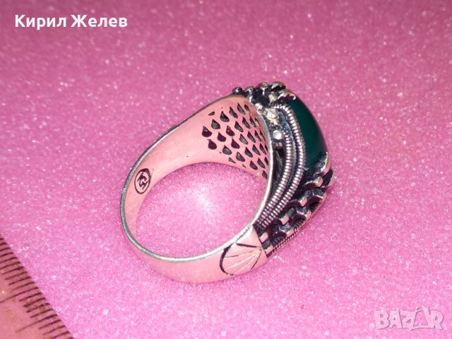 КРАСИВ СКЪПОЦЕНЕН АВТОРСКИ СРЕБЪРЕН ПРЪСТЕН СРЕБРО 925 с ШЛИФОВАН ХРИЗОПРАЗ и ПЕЧАТ на ЮВЕЛИРА 43354, снимка 18 - Пръстени - 44393980