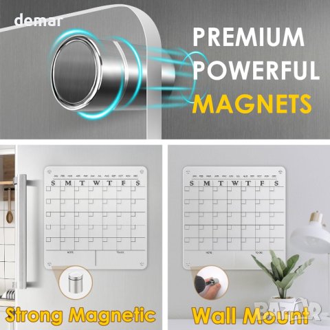 MAKELLO Магнитен акрилен стенен месечен планер, включва 2 химикалки, държач за химикалки, магнити, снимка 2 - Други стоки за дома - 44438250