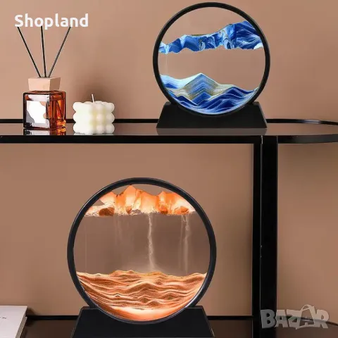 Елегантен 3D арт стъклен пясъчен часовник, снимка 2 - Стенни часовници - 48571451