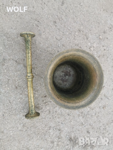 19в Стар Медицински хаван 1.910кг от Бронз, снимка 14 - Антикварни и старинни предмети - 52940569