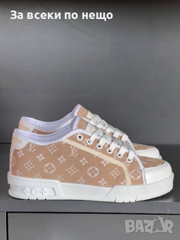 Louis Vuitton Дамски Бежови Маратонки👟Дамски Спортни Обувки Код E1107, снимка 3 - Маратонки - 52658087