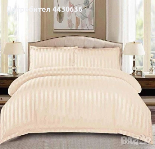 Луксозен спален комплект от сатенен памук – 4 части, снимка 2 - Спално бельо - 52921552