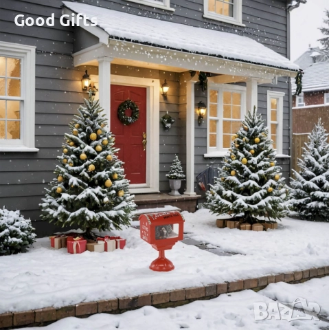 Музикална Коледна пощенска кутия „Santa North Pole“ с LED светлини и ефект на падащ сняг, снимка 6 - Декорация за дома - 52339443