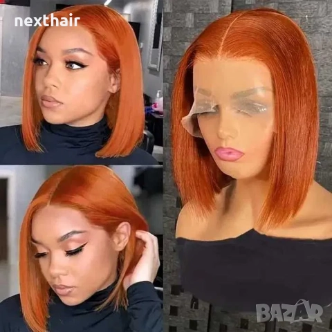 Естествена оранжева дамска перука с дантела лейс фронт 13x4, снимка 5 - Аксесоари за коса - 51857883