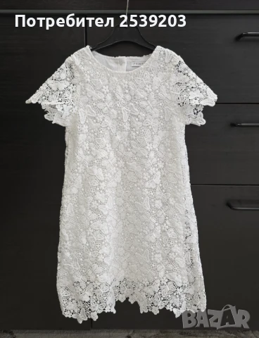 Нова детска рокля - бяла дантела 5-6 години 