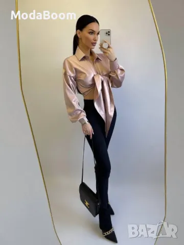 Дамска риза Nude сатенен ефект, снимка 2 - Ризи - 48950560