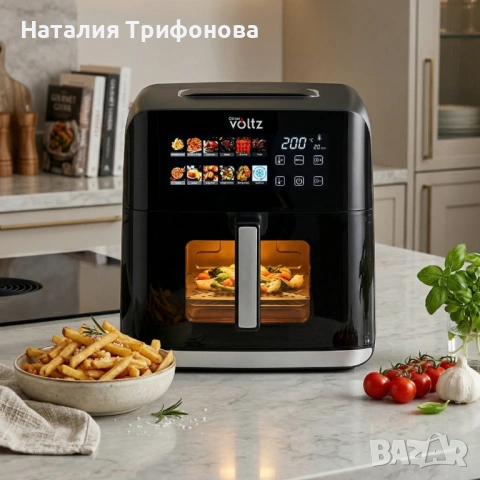 Еърфрайър Oliver Voltz OV51980CF, 1800W, 8 литра, Двоен нагревател, 12 Програми, LED дисплей и прозо, снимка 2 - Други стоки за дома - 54168879