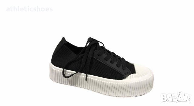 Дамски гуменки на платформа в черно и розово , снимка 3 - Маратонки - 40260987