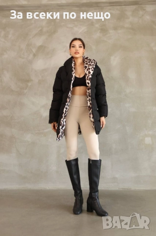 Двулицево Дамско Яке С Леопардов Мотив Със Силиконов Пълнеж Код S12, снимка 3 - Якета - 52393495
