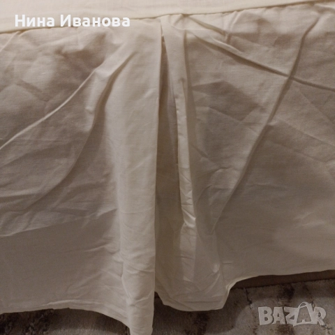 Чаршаф с драперия-покривка за легло, 180/200 нов,памук,бледожълт , снимка 3 - Спално бельо - 48662447