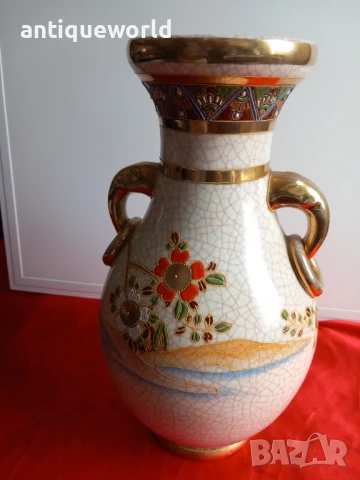SATSUMA, Стара Японска Ваза ,Злато , Маркирана ,Сатцума, снимка 5 - Антикварни и старинни предмети - 51211359
