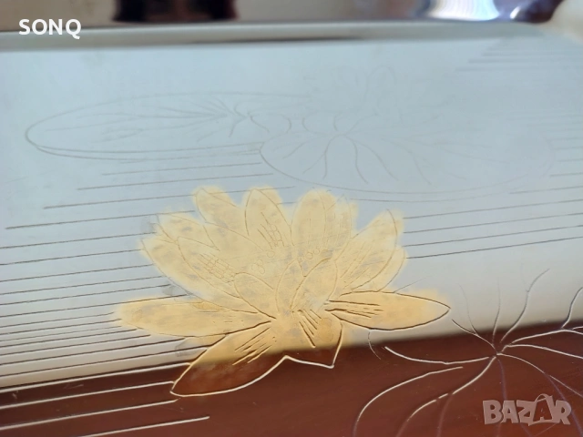 Прекрасен Италянски Позлатен Поднос 24К, снимка 3 - Антикварни и старинни предмети - 53174465