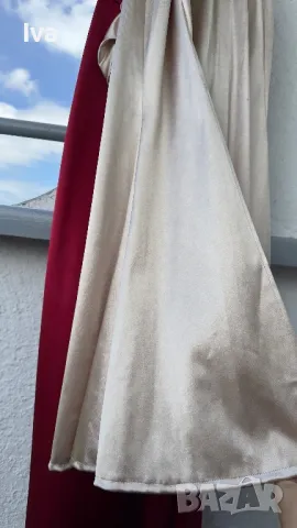 Официална бежева сатенена рокля Loretti - размери XS и S, снимка 4 - Рокли - 48613757