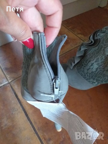 Нови интересни летни боти сиви с дантела , снимка 6 - Дамски елегантни обувки - 29428712