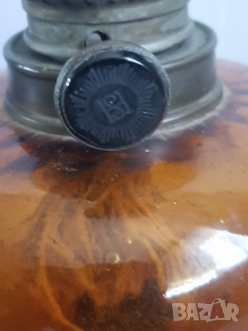 Стара настолна лампа кафяво стъкло, снимка 4 - Антикварни и старинни предмети - 39046913