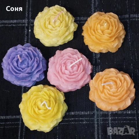 Ароматни восъчни свещи - цветя и рози  различни цветове, снимка 2 - Подаръци за сватба - 53168297