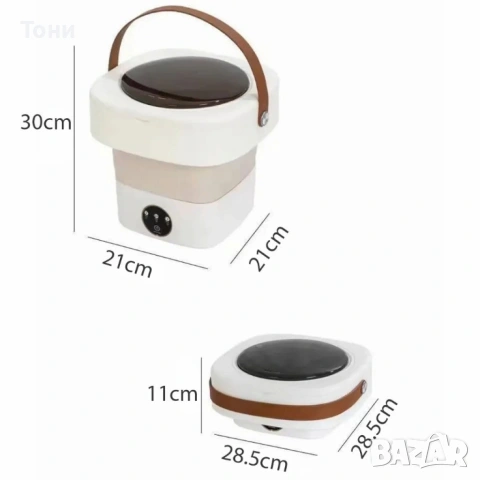 Мини сгъваема пералня с центрофуга – Компактна, мощна и идеална за всеки дом или пътуване - 12 литра, снимка 5 - Перални - 54140196