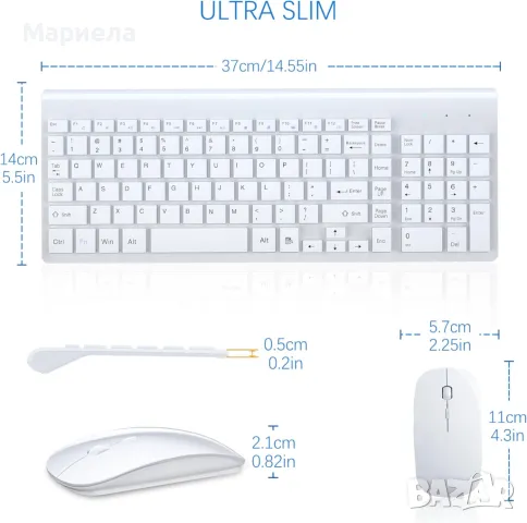 Ултратънка преносима безжична USB мишка и безжична клавиатура, снимка 3 - Клавиатури и мишки - 50122291