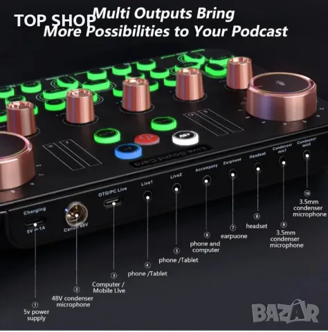 Подкаст микрофонен комплект, кондензаторен микрофон k600 XLR kомплект със звукова карта на живо, снимка 3 - Микрофони - 48933428