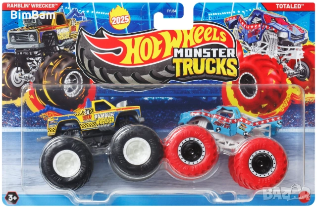 Комплект бъгита Hot Wheels Monster Trucks Demolition - Ramblin' Wrecker and Totaled
