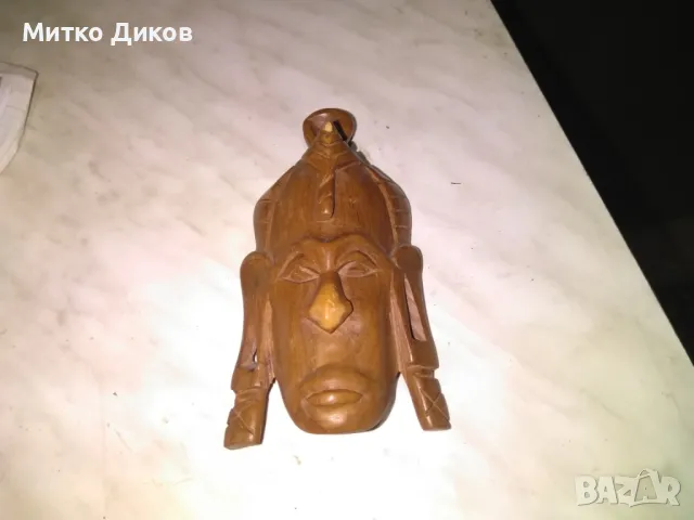 Малка дървена африканска маска абанос на ангел 180х87х44мм ръчна изработка