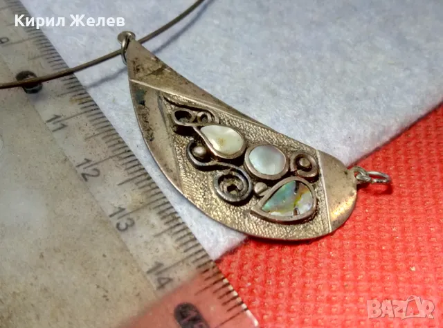 РАЗКОШНА СРЕБЪРНА ОГЪРЛИЦА с КРАЛСКИ СЕДЕФ СРЕБРО ВИСОКА ПРОБА РЪЧНА РАБОТА ЧАСТ от КОМПЛЕКТ 47560