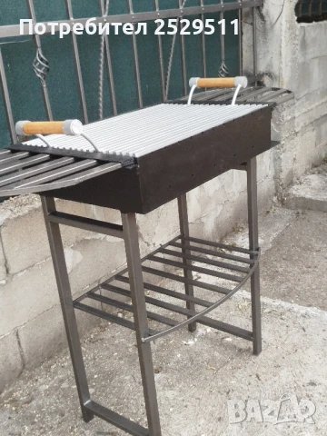 Барбекю скара на дървени въглища НОВО Подсилено 38кг скара плътен квадрат от 10мм 60 на 40 