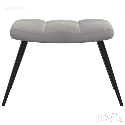 vidaXL Релаксиращ стол с табуретка, светлосив, кадифе, снимка 7 - Столове - 56146806