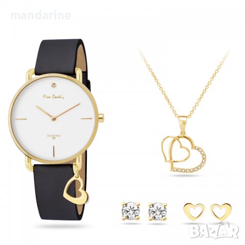 PIERRE CARDIN 🍊 Дамски комплект часовник с диамант + колие и обеци нов с кутия и 2г. гаранция, снимка 7 - Дамски - 38348705