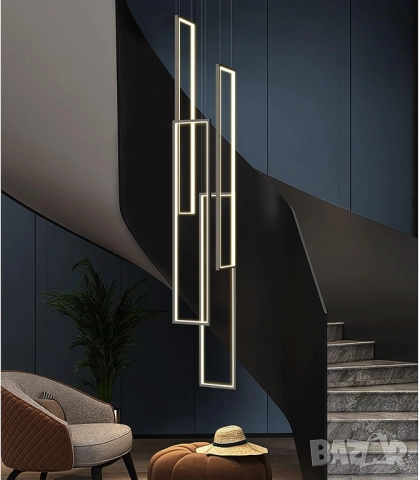 Модерна Лед LED полилей правоъгълна висяща лампа за хол, стълби 212 199 лв., снимка 5 - Лампи за таван - 51510737