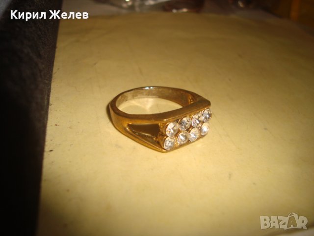 СТАР БРОНЗОВ ЗЛАТИСТ АРИСТОКРАТИЧЕН АРТ ДЕКО СТИЛ ПРЪСТЕН с ЦИРКОНИ 24926, снимка 8 - Пръстени - 37473060